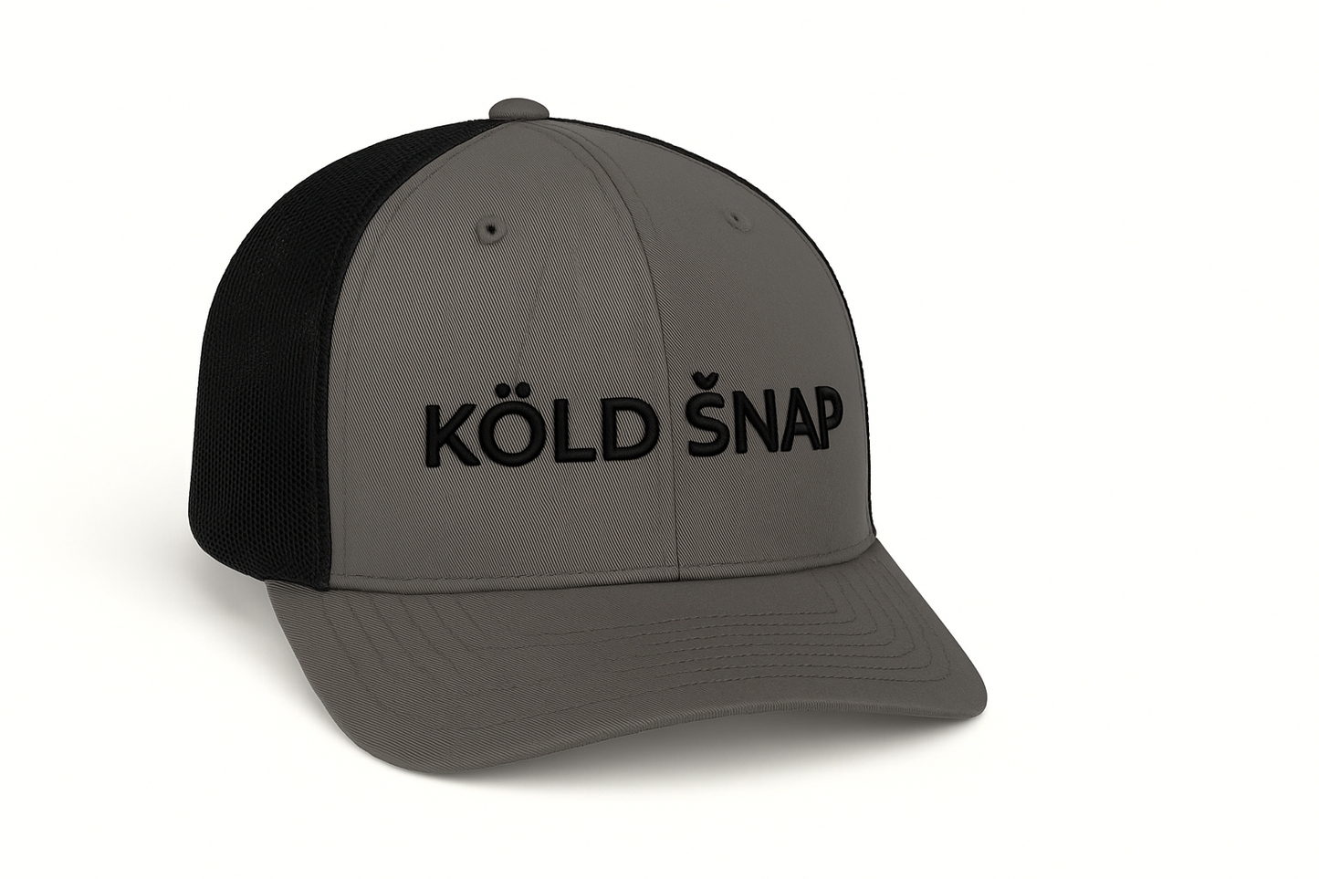 Trucker Cap - Yupoong 6606 - Charcoal / Black Logo / Mesh