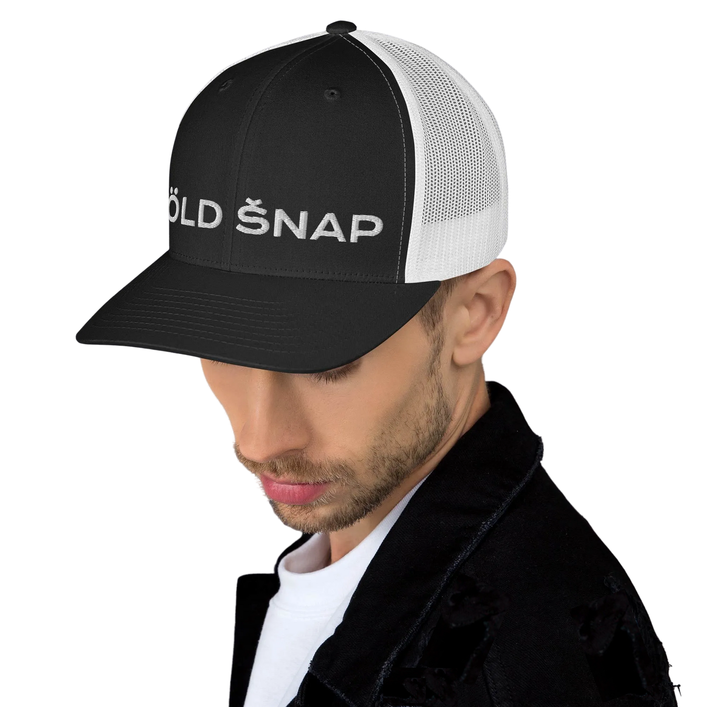 Trucker Cap - Yupoong 6606 - Black / White Mesh