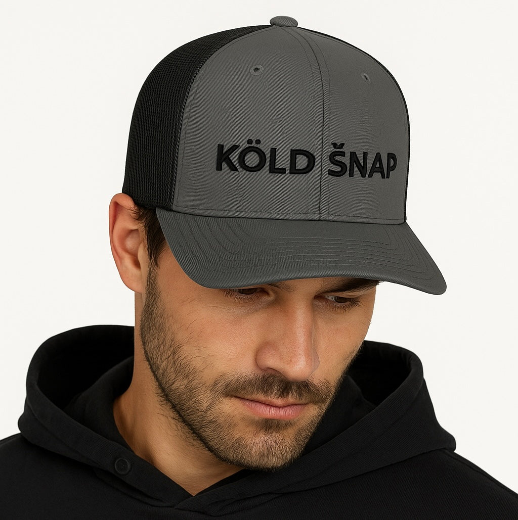 Trucker Cap - Yupoong 6606 - Charcoal / Black Logo / Mesh