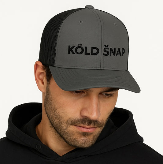 Trucker Cap - Yupoong 6606 - Charcoal / Black Logo / Mesh