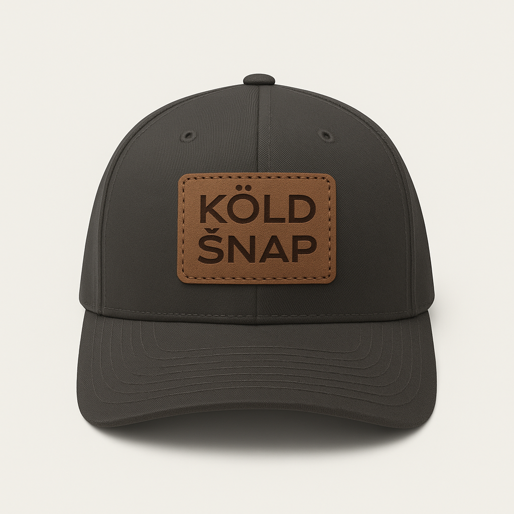 Trucker Cap - OTTO Mid Profile - Leather Patch Baseball Cap - Charcoal/Black