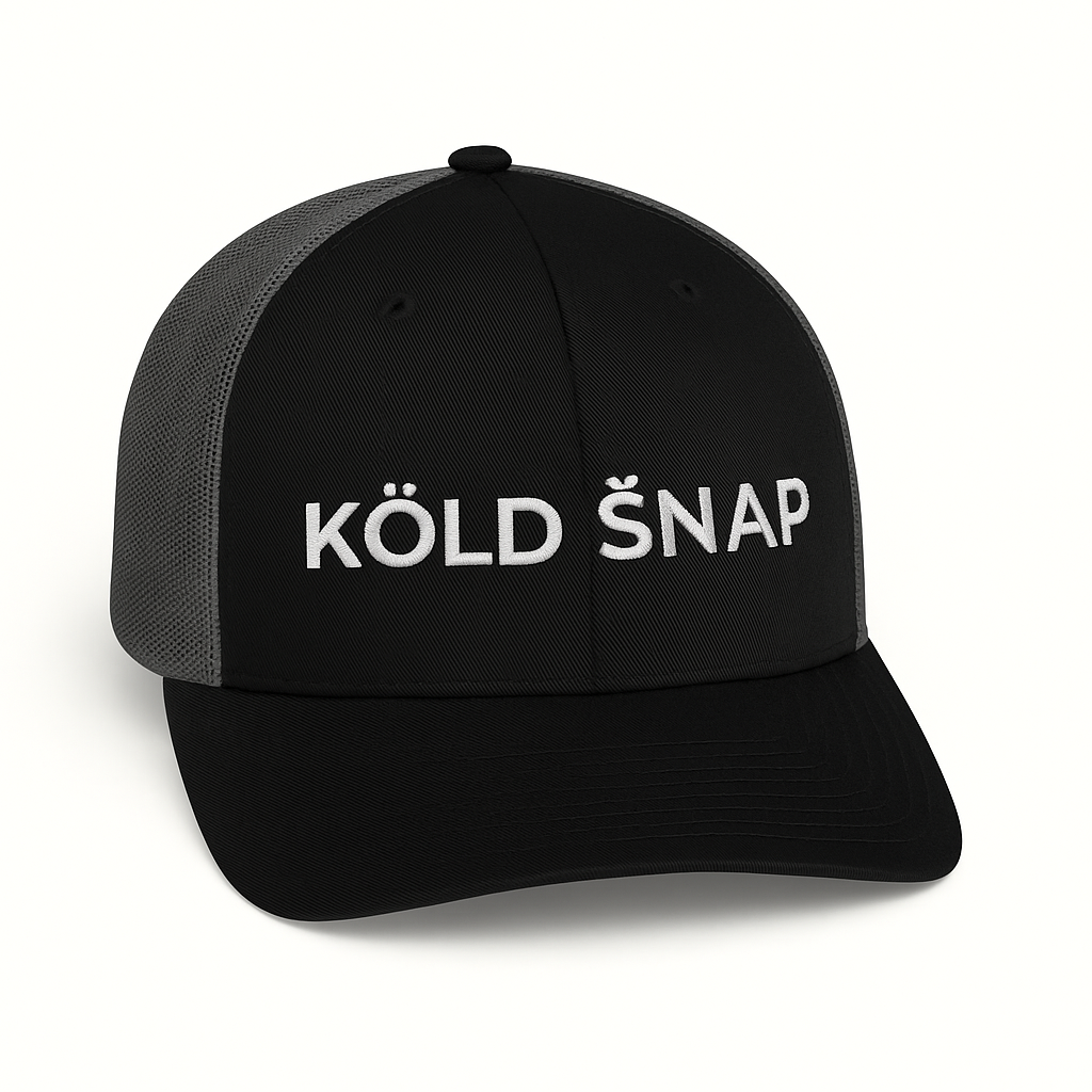 Trucker Cap – Yupoong 6606 - White Logo Mesh Snapback - Black/Grey