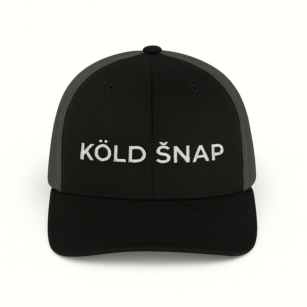 Trucker Cap – Yupoong 6606 - White Logo Mesh Snapback - Black/Grey