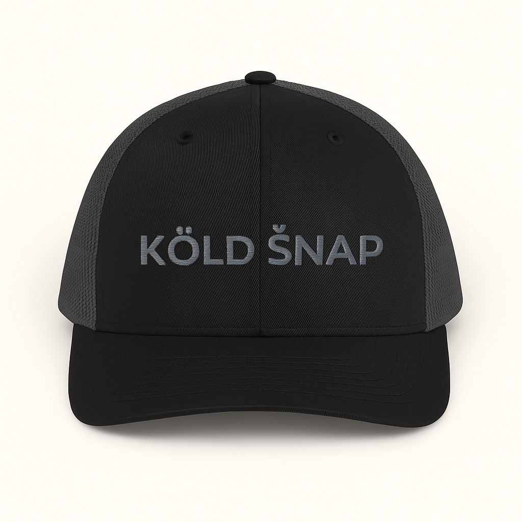 Trucker Cap – Yupoong 6606 - Grey Logo Mesh Snapback - Black/Grey