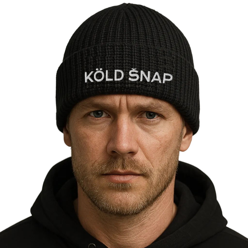 Fisherman beanie - Black / White Logo